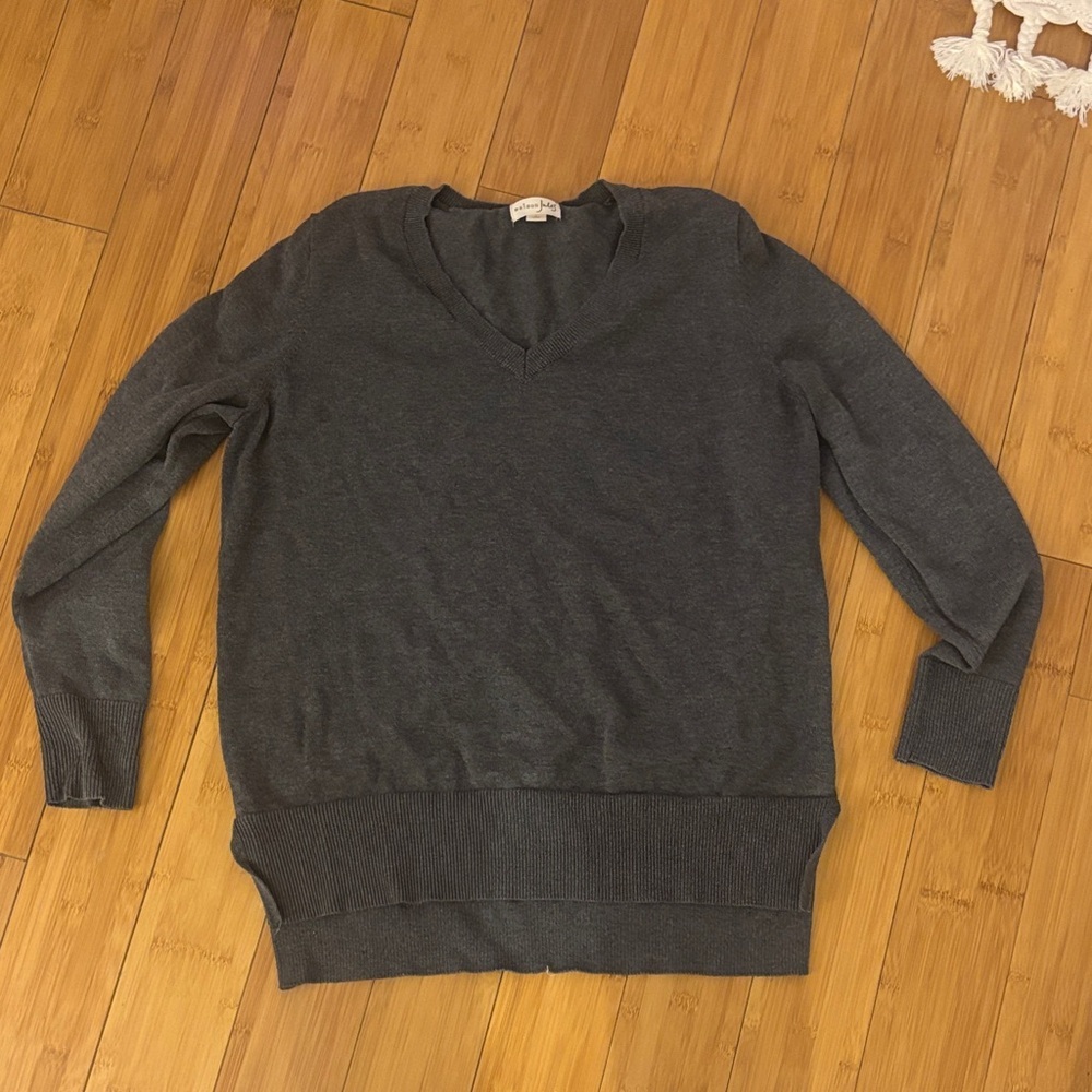 Maison Jules Dark Gray V-Neck Sweater